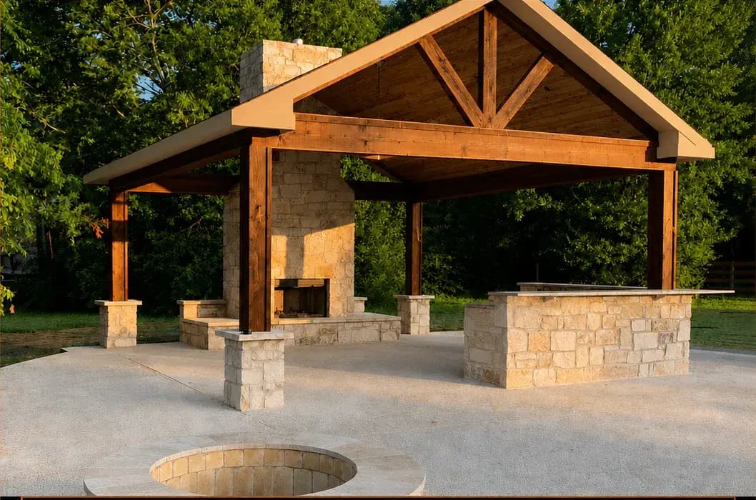 Backyard patio scene in Prosper, Texas